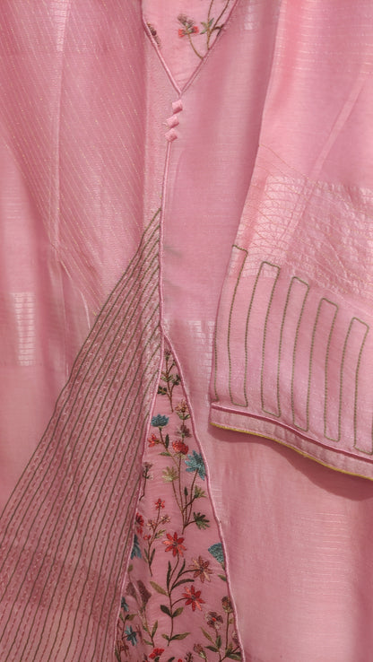 Semi Stitched Chanderi Formal Suitset