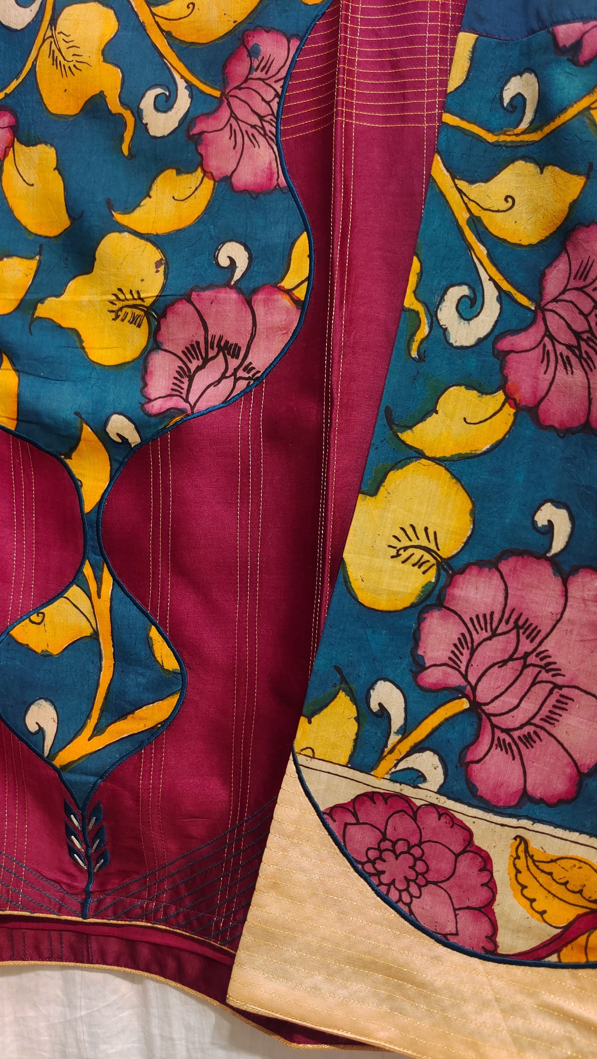Semi Stitched Chanderi Kalamkari Ɓlouse VISHAL KAPUR STUDIO