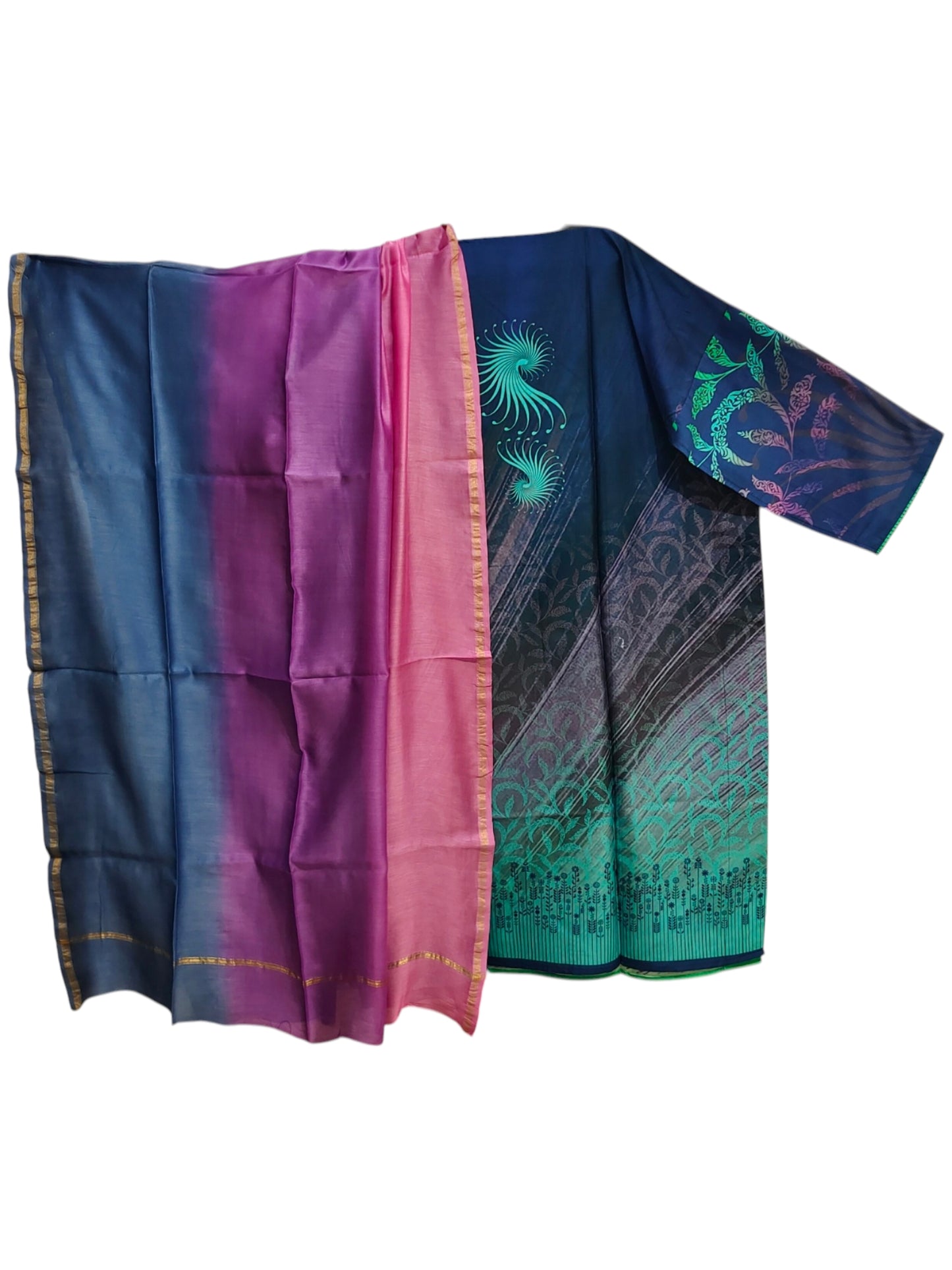 Semi Stitched Chanderi Casual Suitset