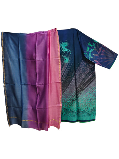 Semi Stitched Chanderi Casual Suitset