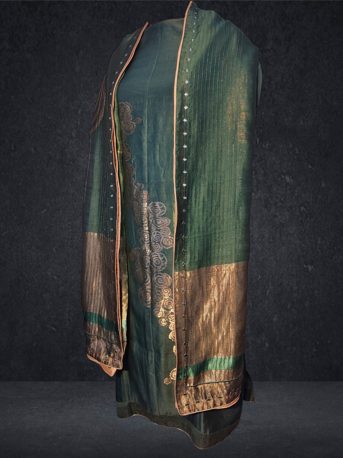 Semi Stitched Chanderi Formal Suitset