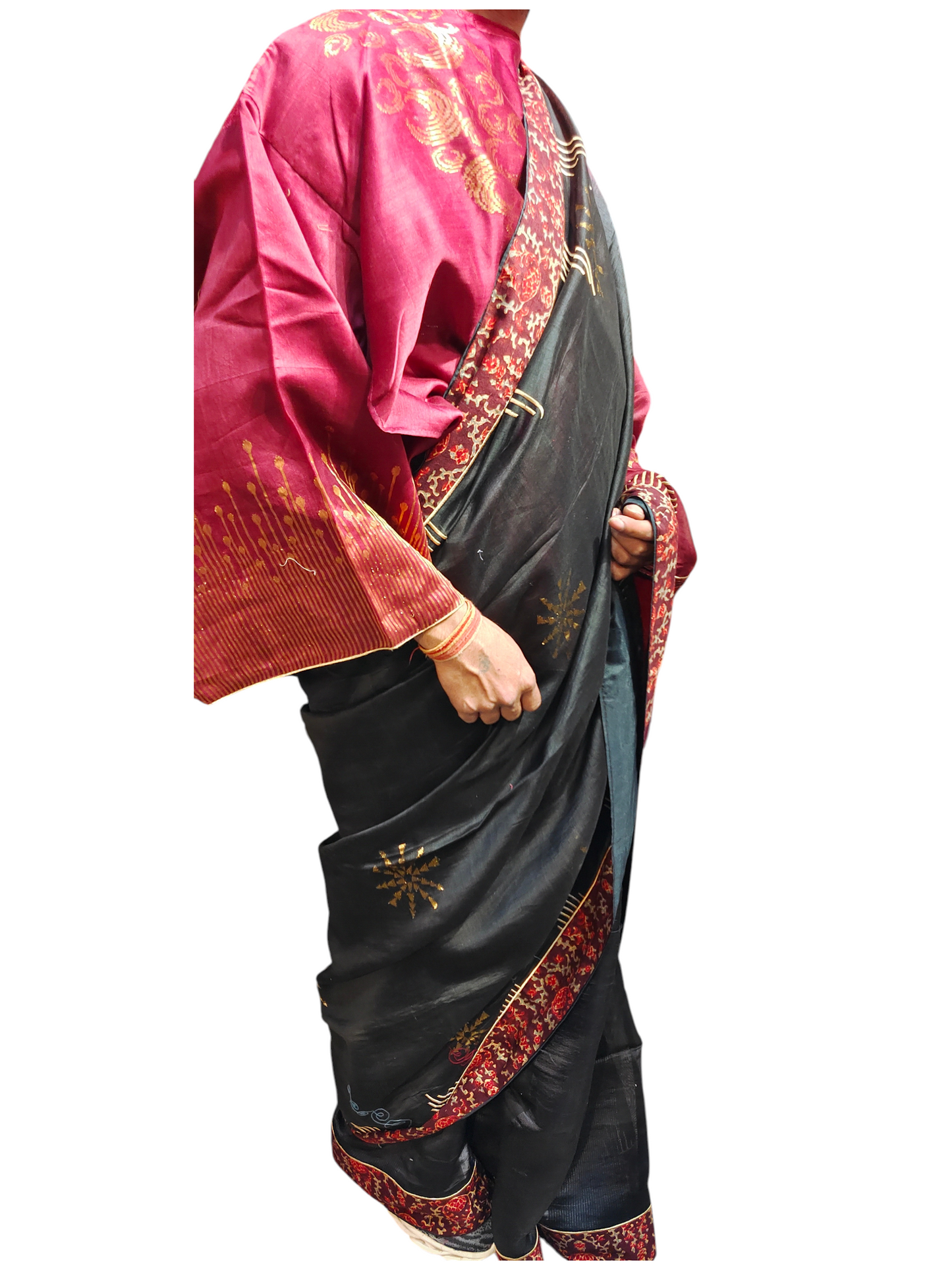 Formal Chanderi Zari Woven With Ajrakh Saree