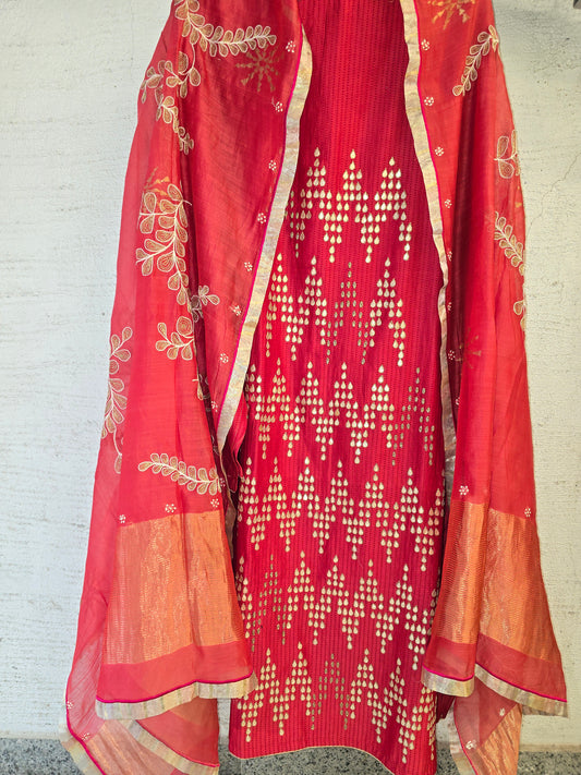 Semi Stitched Formal Chanderi suitset