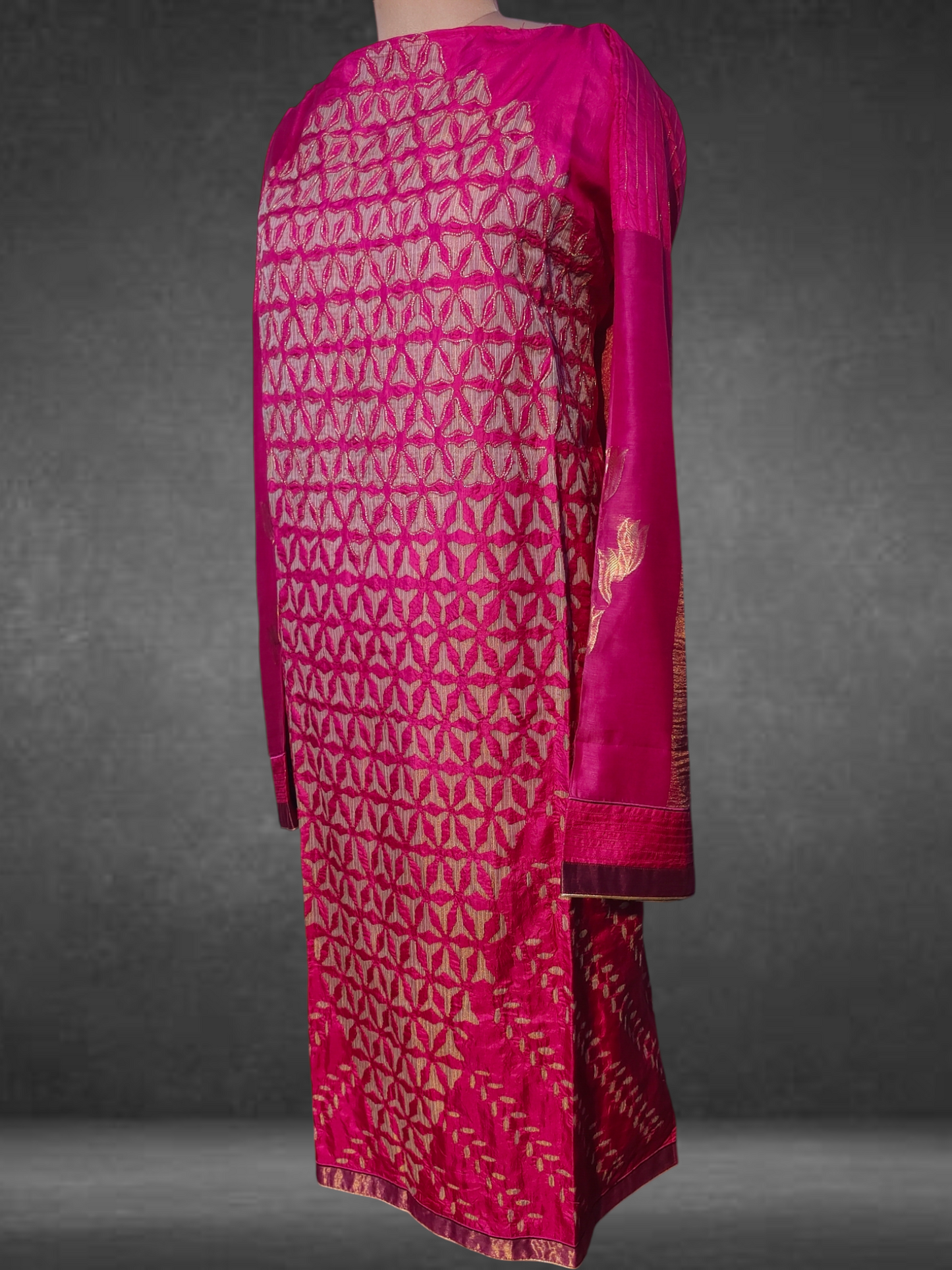 Semi Stitched Formal Chanderi kurta