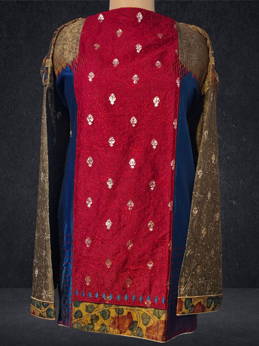 Semistitched Chanderi Kalamkari Short Tunic