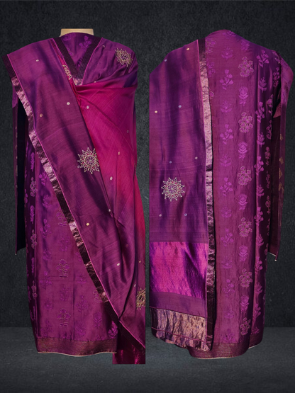Semi Stitched Formal chanderi Suitset