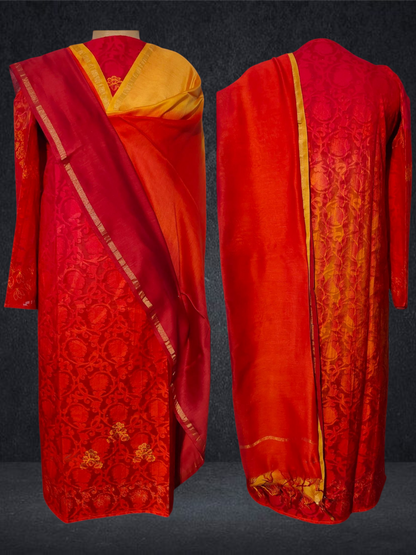 Semi Stitched Chanderi Casual Suitset