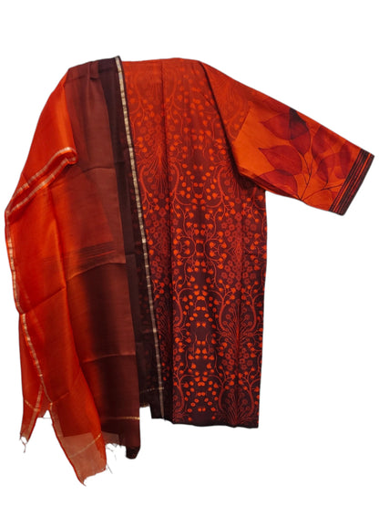 Semi Stitched Chanderi Casual suitset