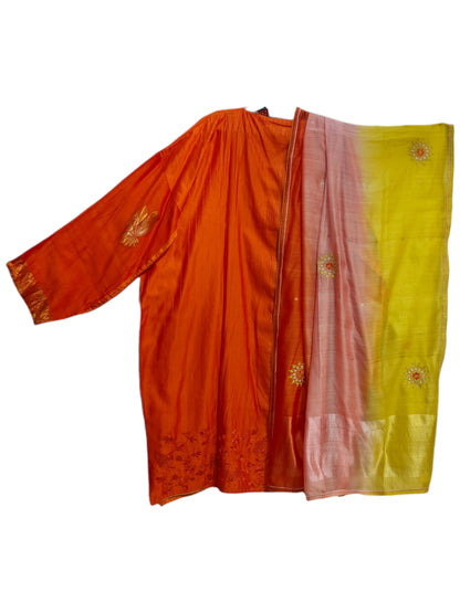 Semi Stitched Chanderi Formal Suitset