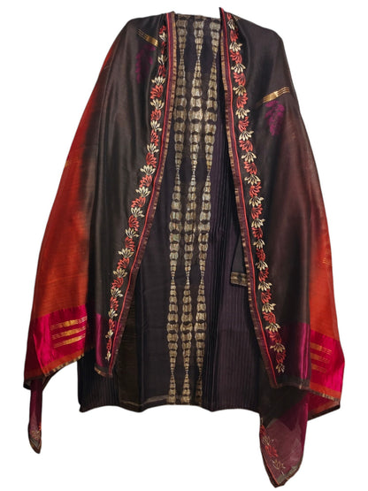Semi Stitched Chanderi Formal Suitset