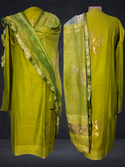 Semi Stitched Formal chanderi Suitset