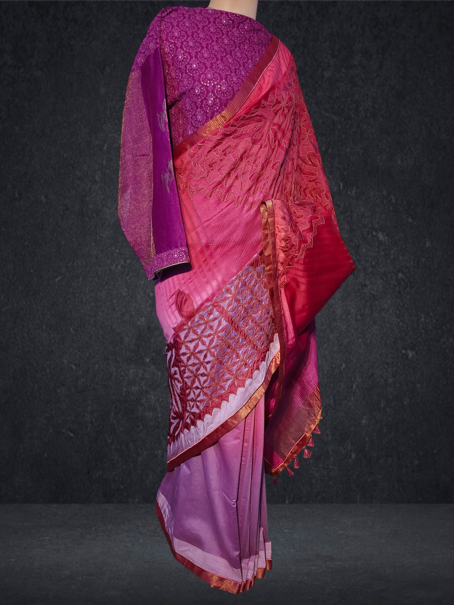 Formal Silk Katab Applique Saree