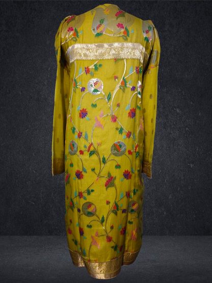 Semi Stitched Formal chanderi Kurta