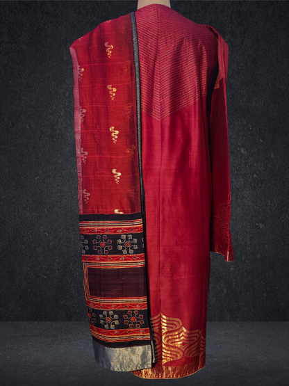 Semi Stitched Formal chanderi Suitset