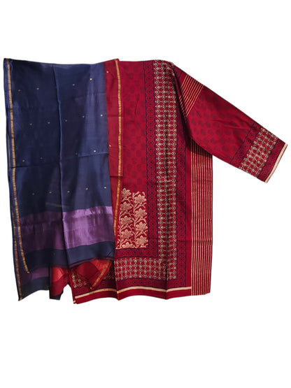 Semi Stitched Chanderi Casual Suitset