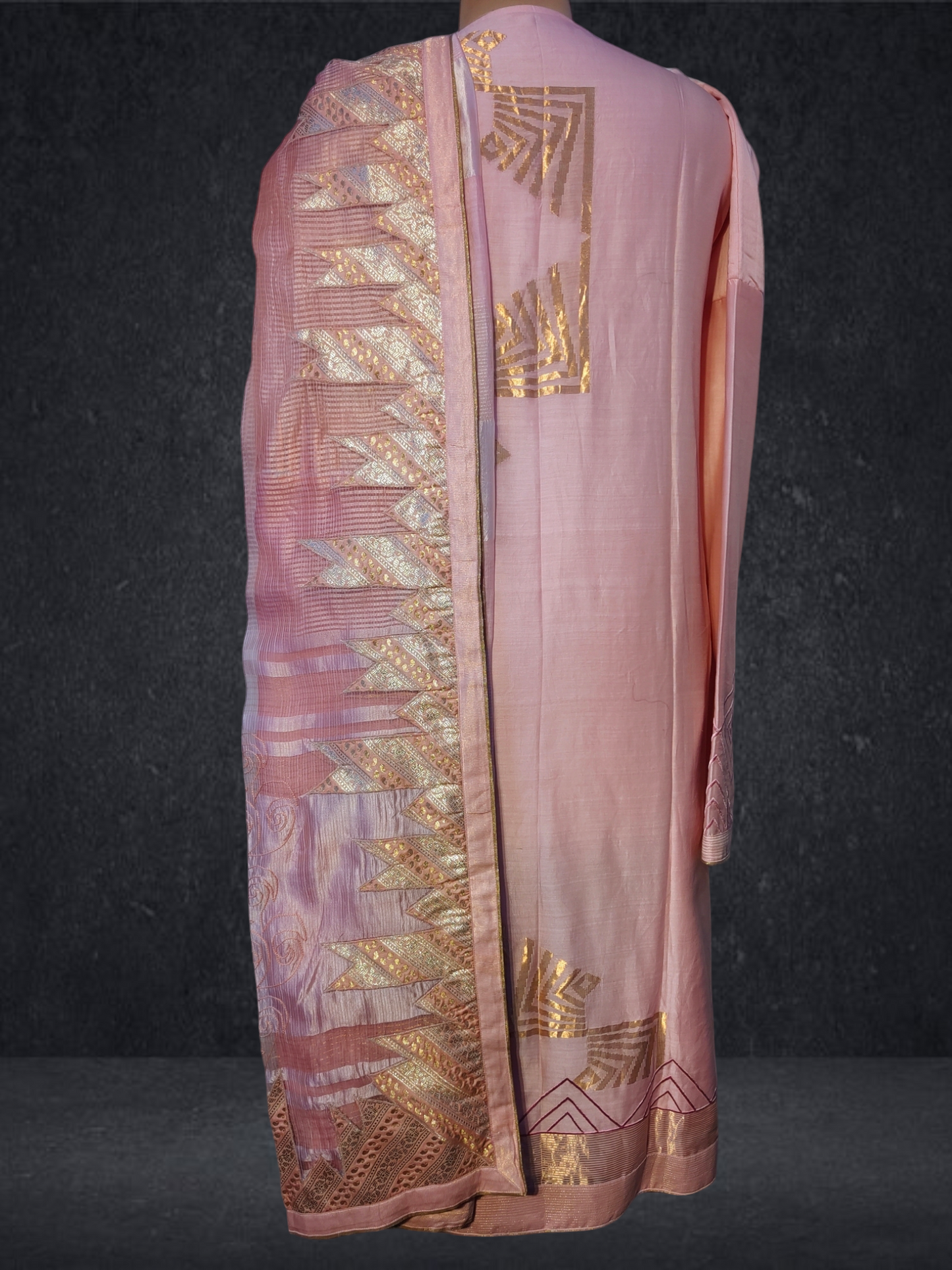 Semi Stitched Chanderi Formal Suitset