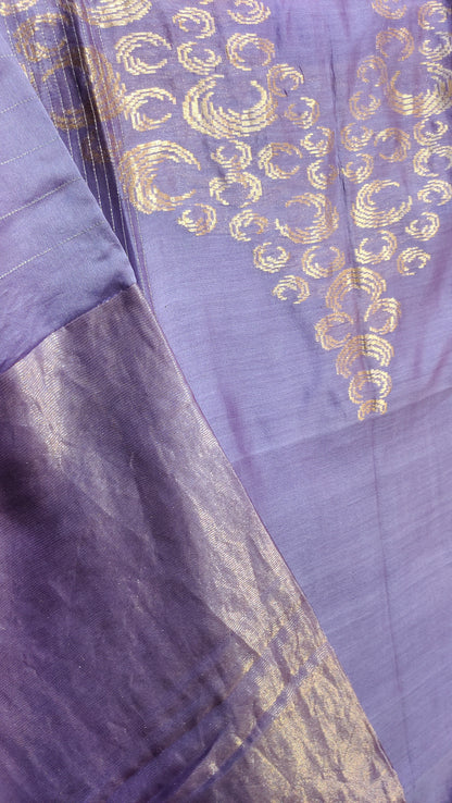 Semi Stitched Casual Chanderi Suitset