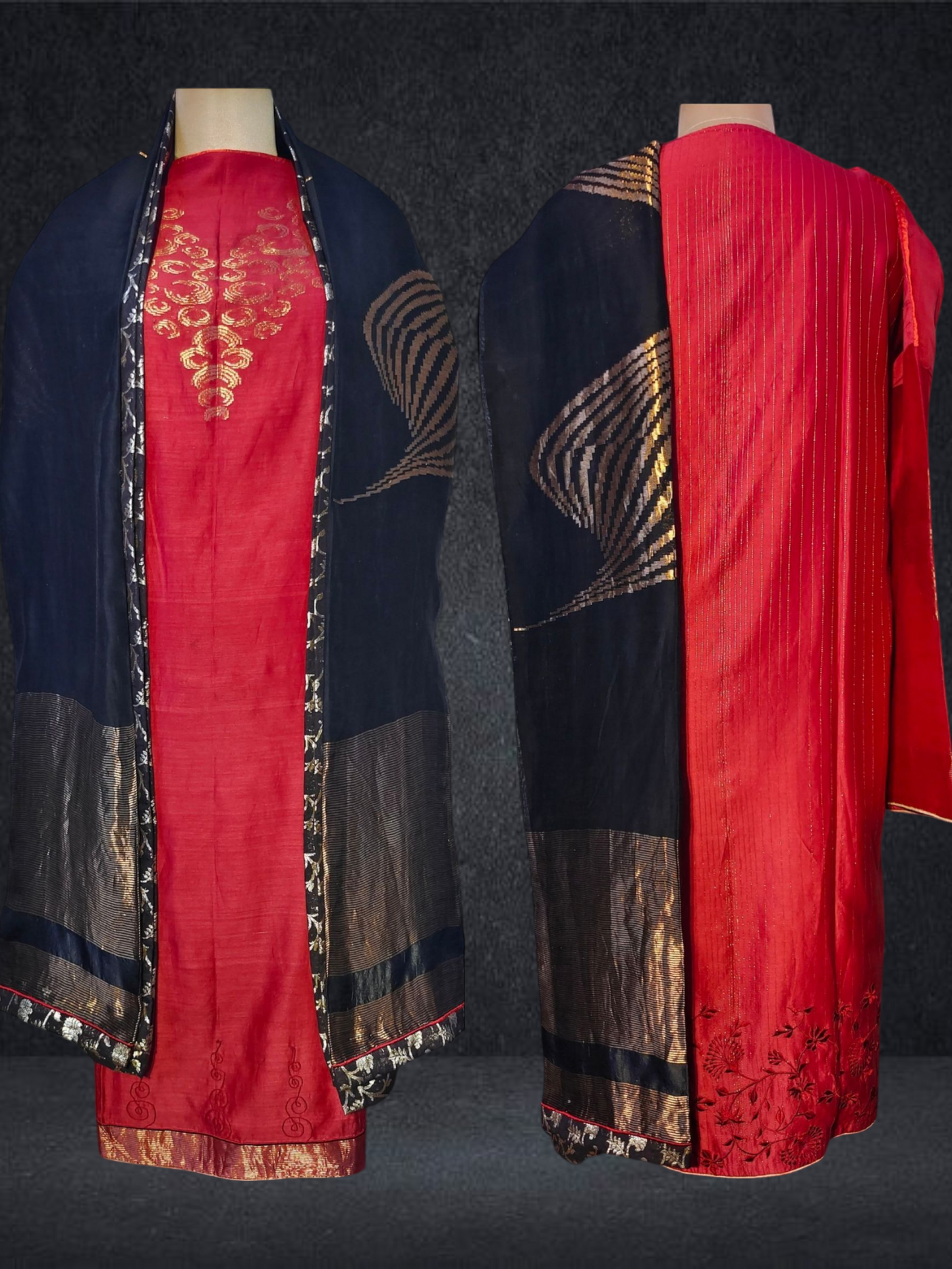 Semi Stitched Formal chanderi Suitset