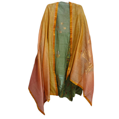 Semi Stitched Chanderi Formal Suitset