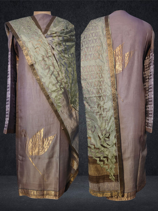 Semi Stitched Formal chanderi Suitset