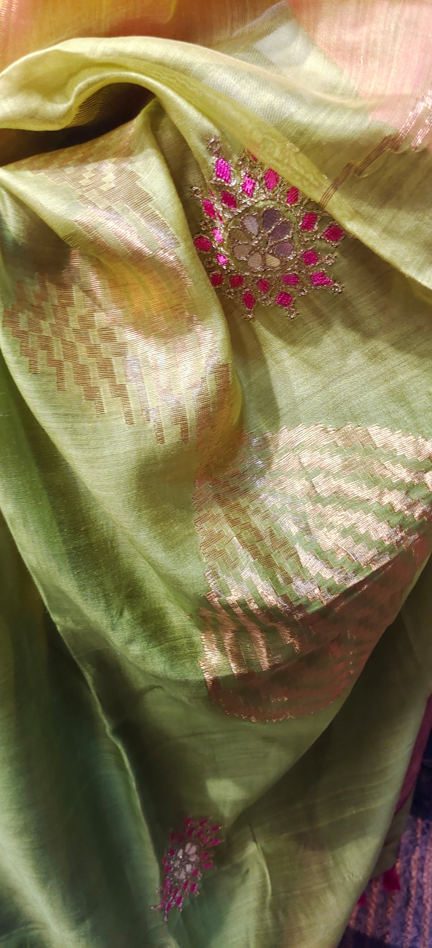 Formal Chanderi Zari Woven With Gota Saree