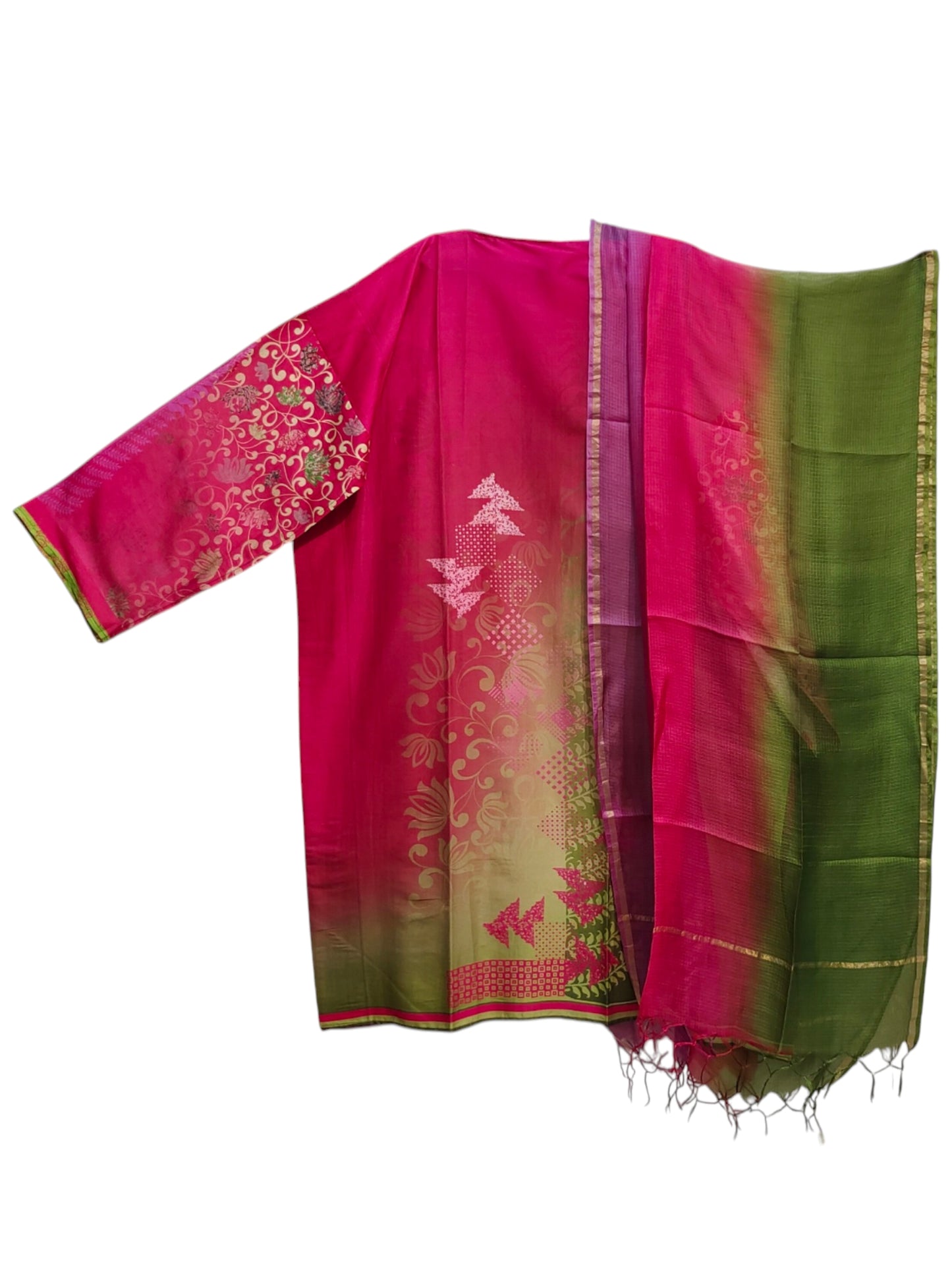 Semi Stitched Chanderi Casual Suitset