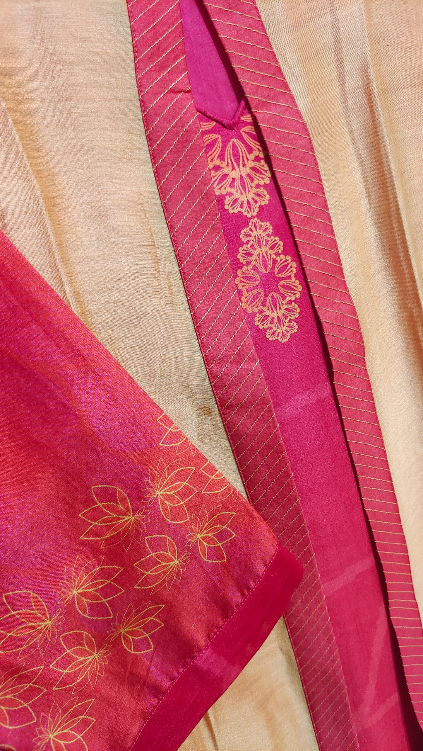 Semi Stitched Casual Chanderi Suitset