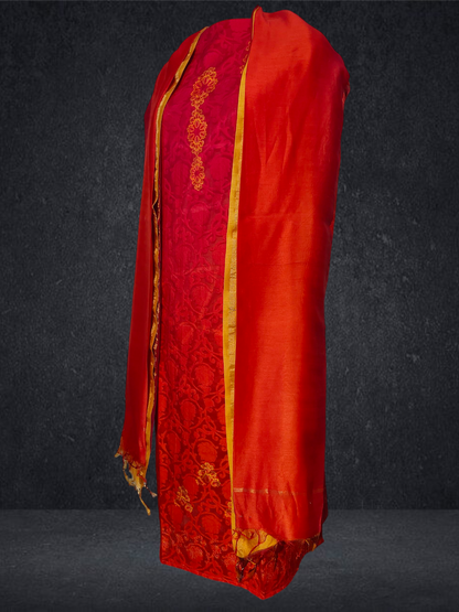 Semi Stitched Chanderi Casual Suitset