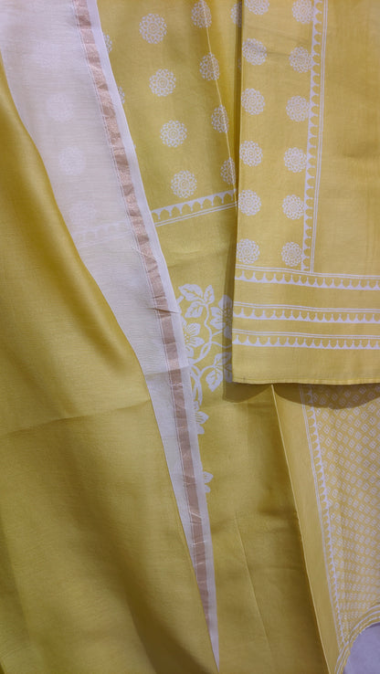 Semi Stitched Chanderi Casual suitset