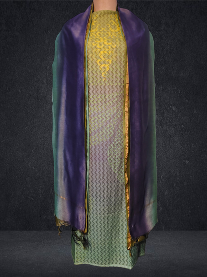 Semi Stitched Chanderi Casual Suitset