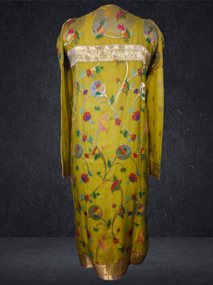 Semi Stitched Formal chanderi Kurta