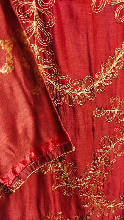 Semi Stitched Chanderi Formal Suitset