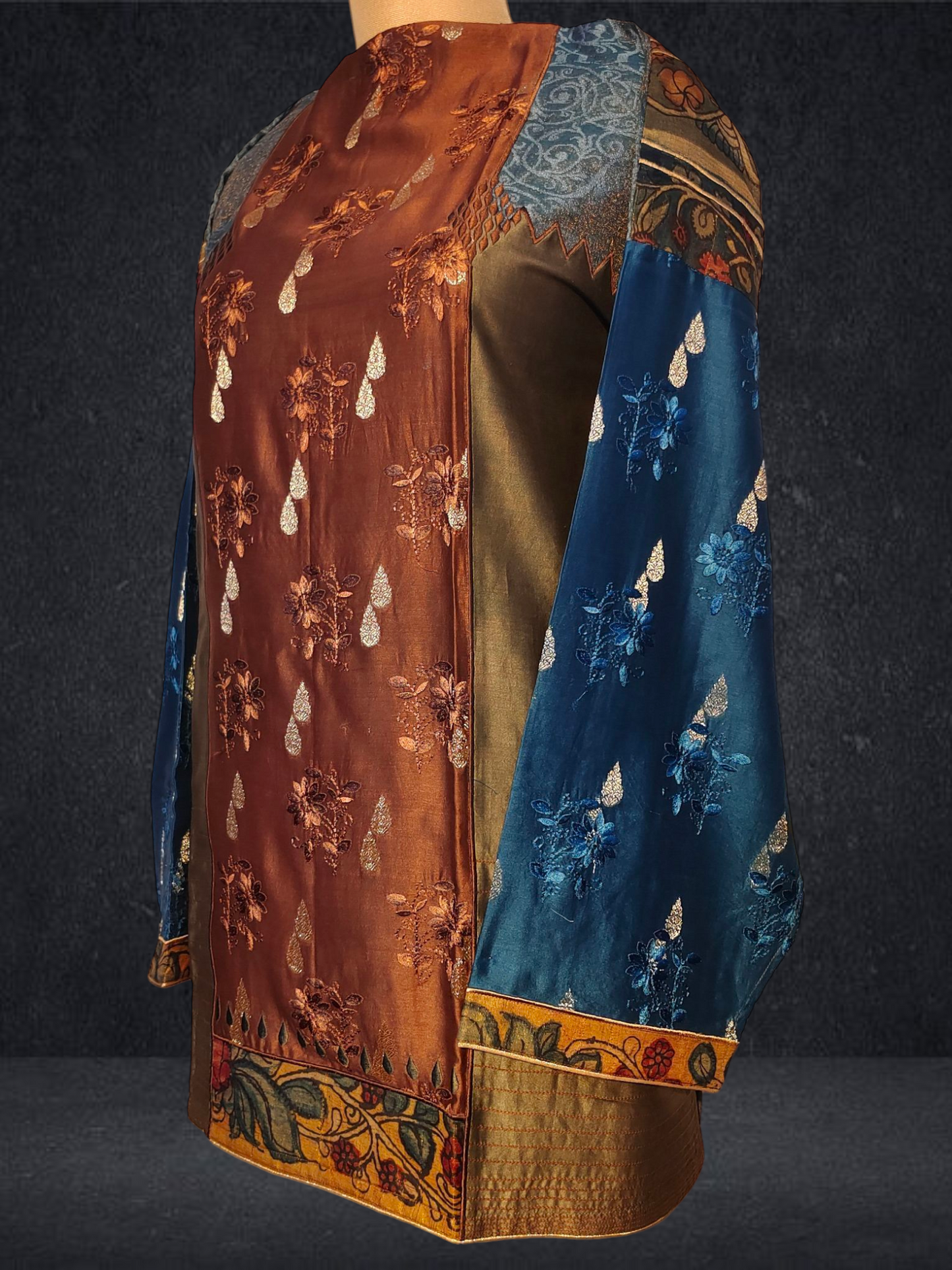Semistitched Chanderi Kalamkari Short Tunic VISHAL KAPUR STUDIO