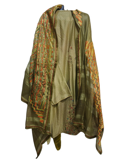 Semi Stitched Chanderi Formal Suitset