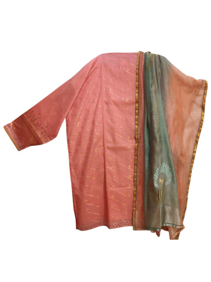 Semi Stitched Chanderi Formal Suitset