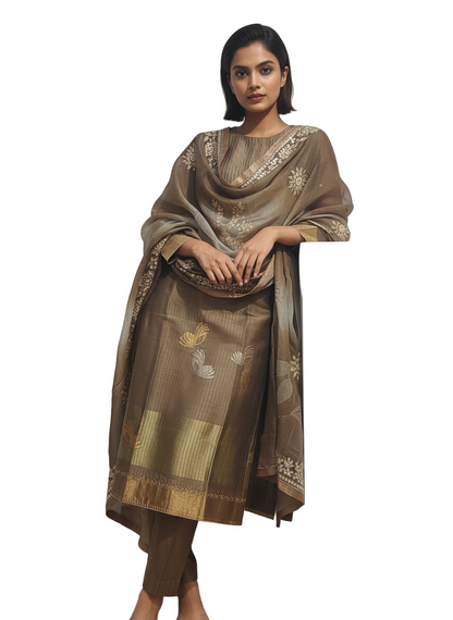 Semi Stitched Formal Chanderi Suitset