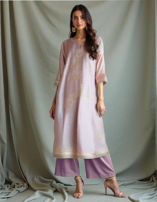 Semi Stitched silk linen kurta