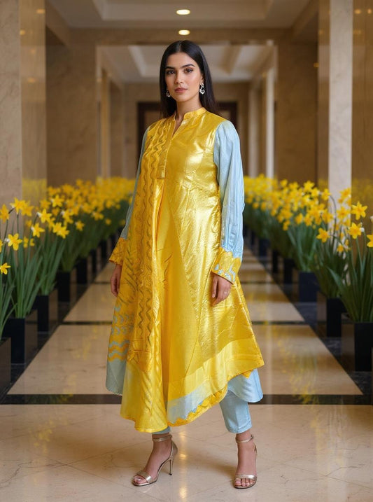Stitched applique Long Dress