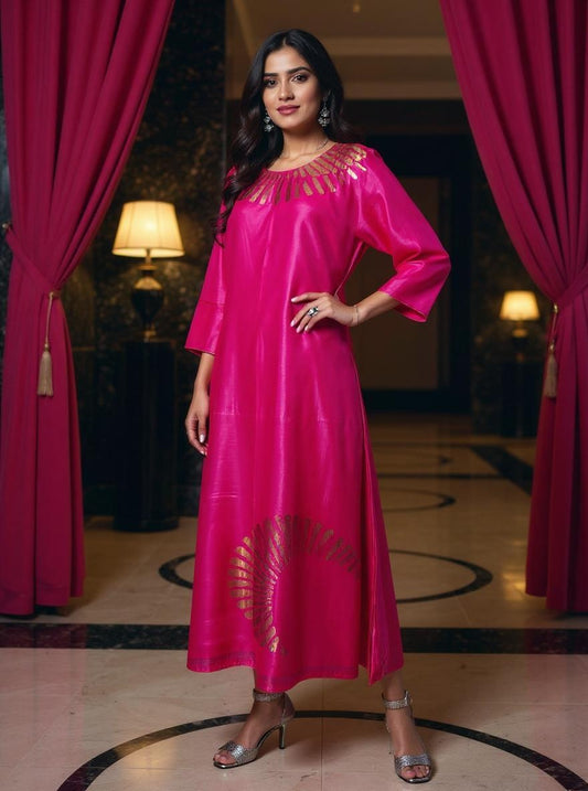 Stitched Chanderi Long Dress