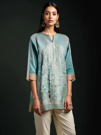 Semistitched Katab Applique Short Tunic