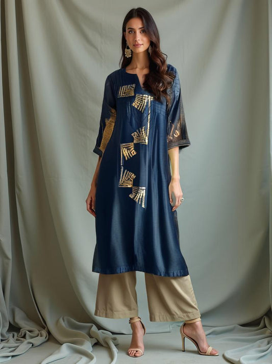 Semi Stitched Chanderi kurta