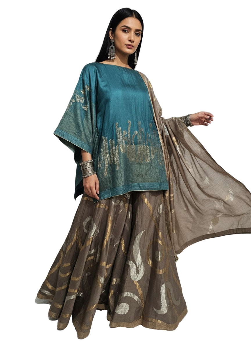 Stitched tunic with sharara set