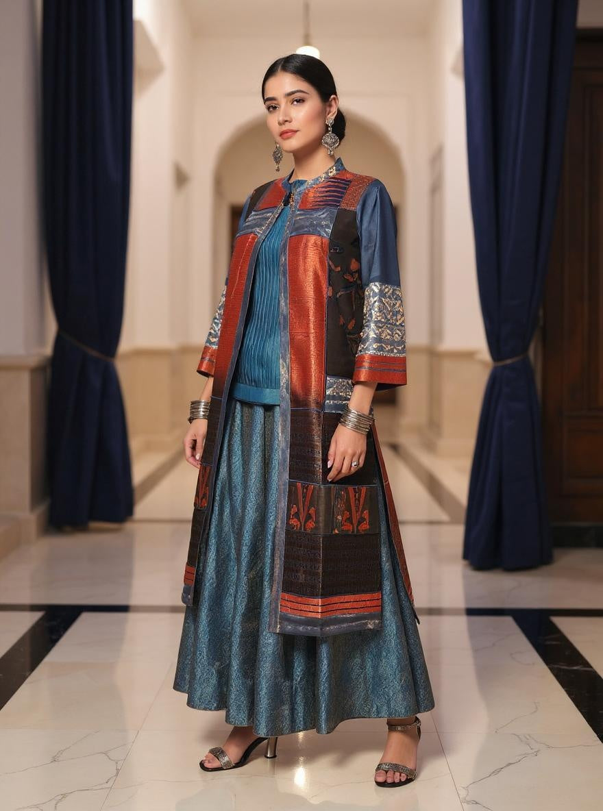 Formal chanderi zariwoven Skirtset (VKSKT01MAR32)