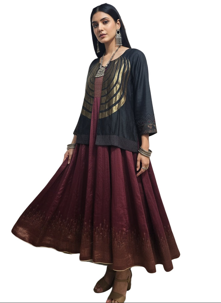 Stitched Anarkali set with jacket