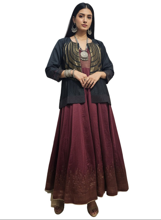 Stitched Anarkali set with jacket