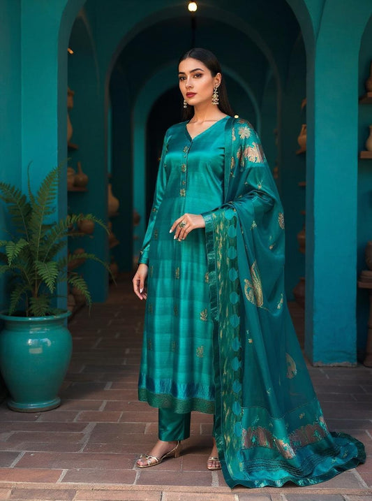 Semi Stitched Formal chanderi Suitset