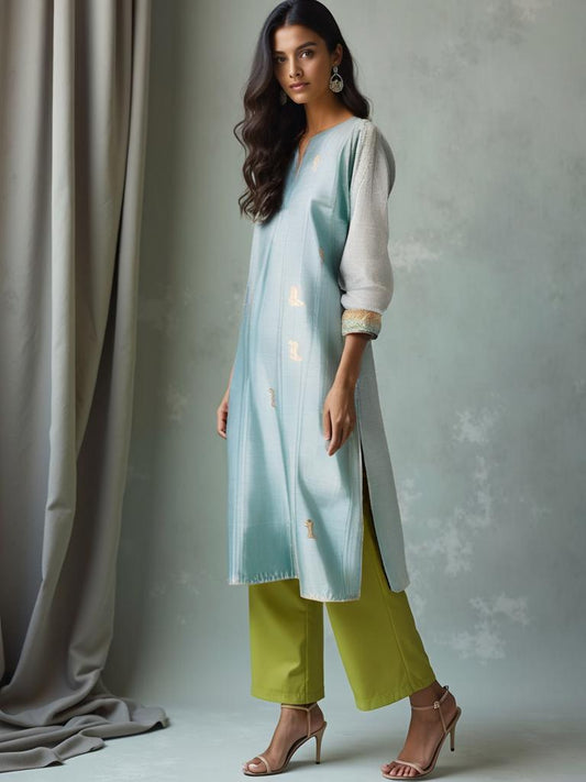 Semi Stitched Formal Chanderi kurta