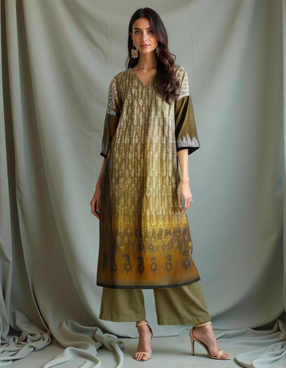 Semistitched Chanderi printed Kurta