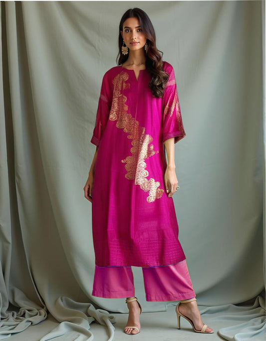 Semi Stitched Chanderi kurta