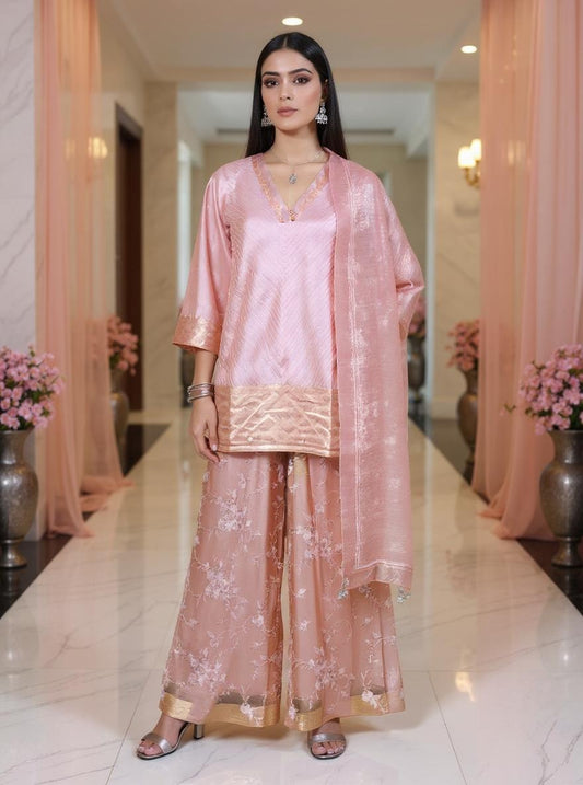 Stitched Chanderi Long Dress